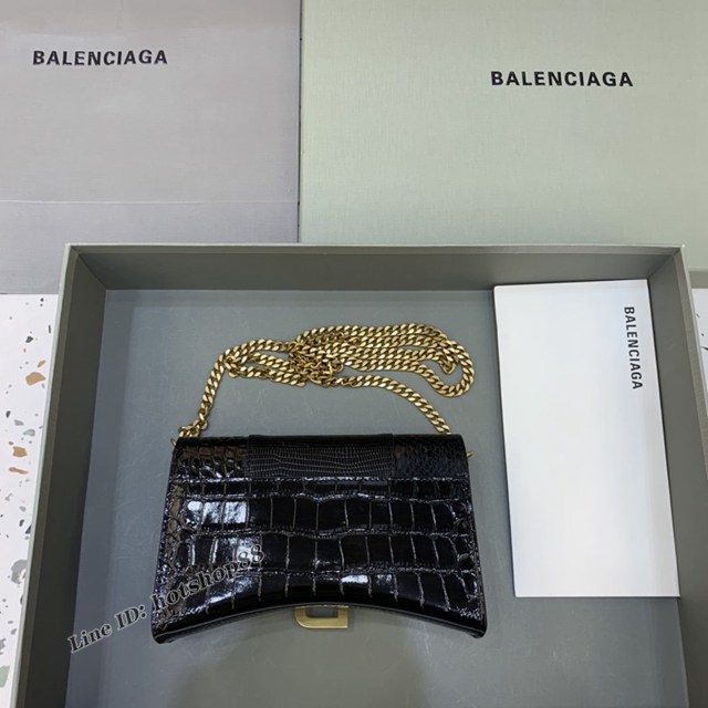 Balenciaga專櫃爆款鱷魚紋迷你女士肩背包 巴黎世家沙漏鏈條斜挎包 fyj1858